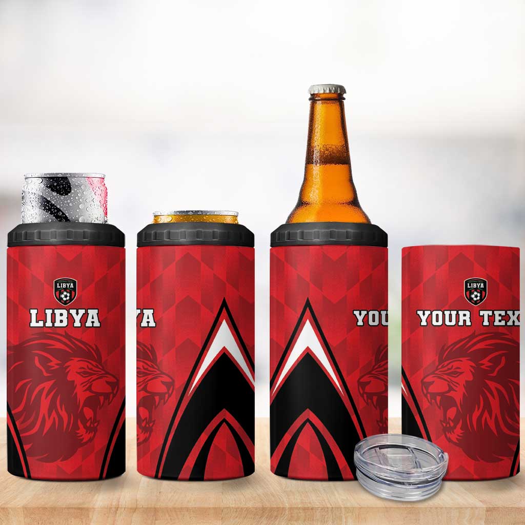 Afro Libya Football Custom 4 in 1 Can Cooler Tumbler Barbary Lion - Sporty Style LT15