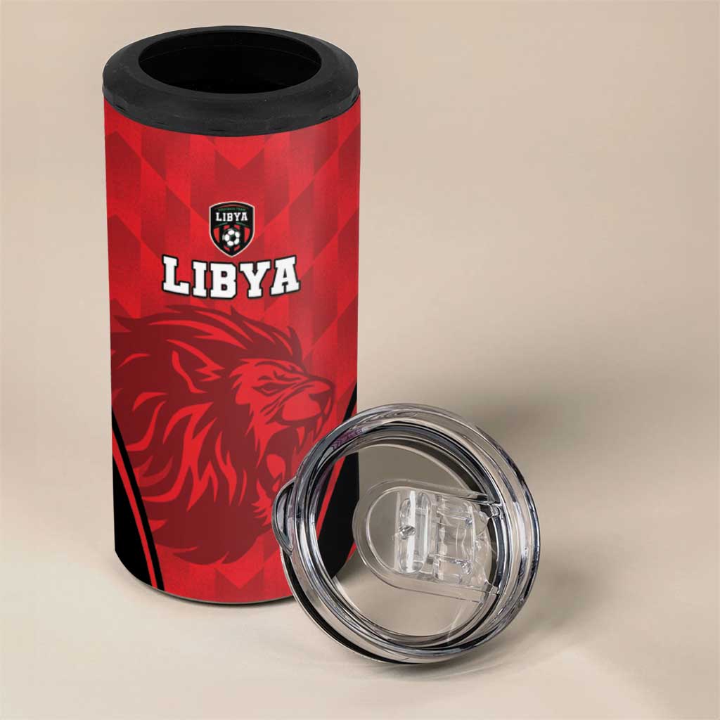 Afro Libya Football Custom 4 in 1 Can Cooler Tumbler Barbary Lion - Sporty Style LT15
