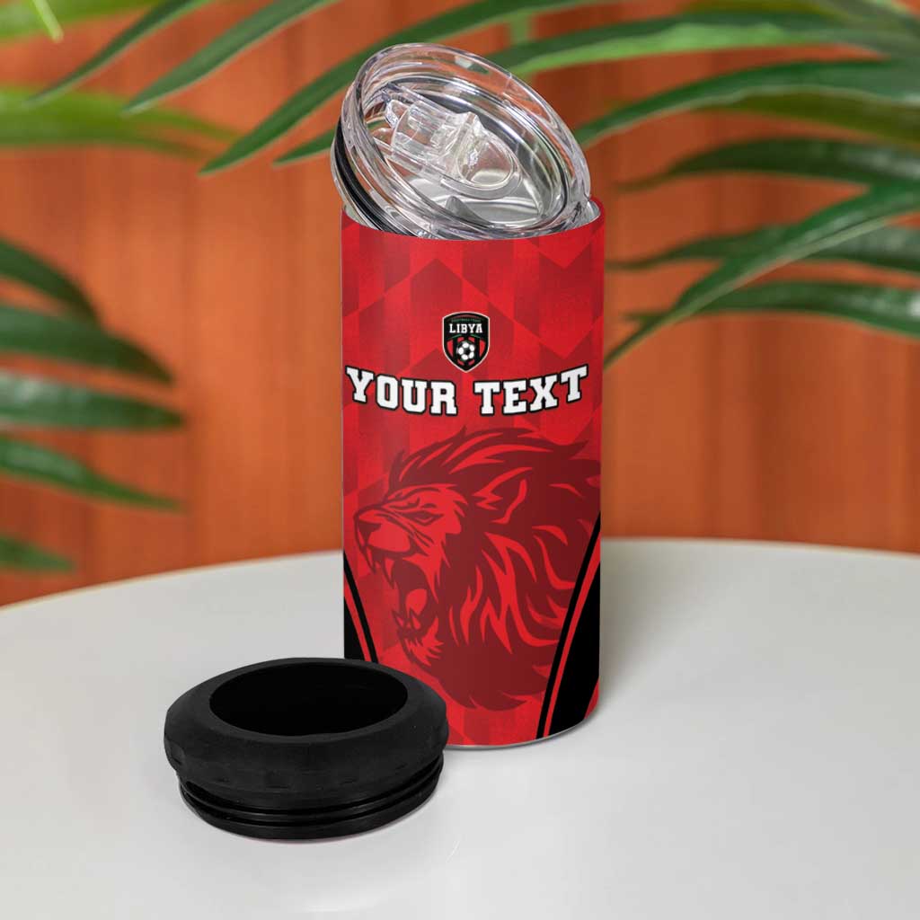 Afro Libya Football Custom 4 in 1 Can Cooler Tumbler Barbary Lion - Sporty Style LT15