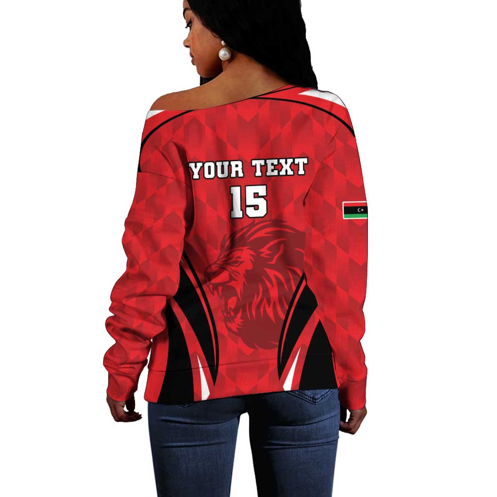 Afro Libya Football Custom Off Shoulder Sweater Barbary Lion - Sporty Style LT15