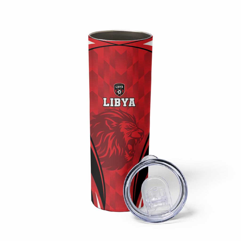 Afro Libya Football Custom Skinny Tumbler Barbary Lion - Sporty Style LT15