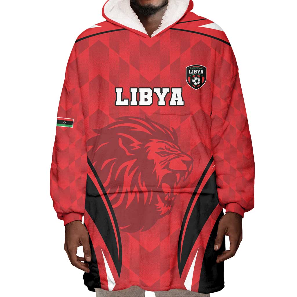 Afro Libya Football Custom Wearable Blanket Hoodie Barbary Lion - Sporty Style LT15