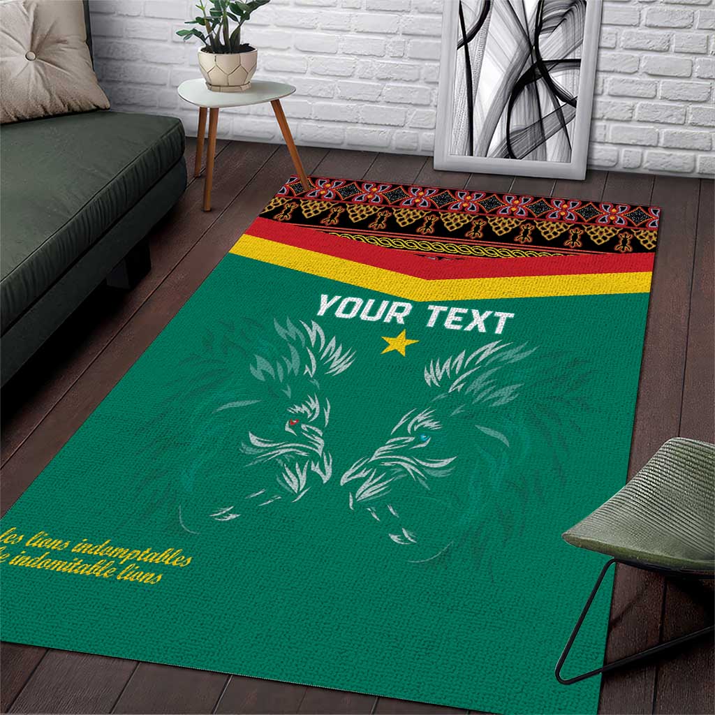 Custom Cameroun Football Area Rug Allez Les Lions Indomptables LT15