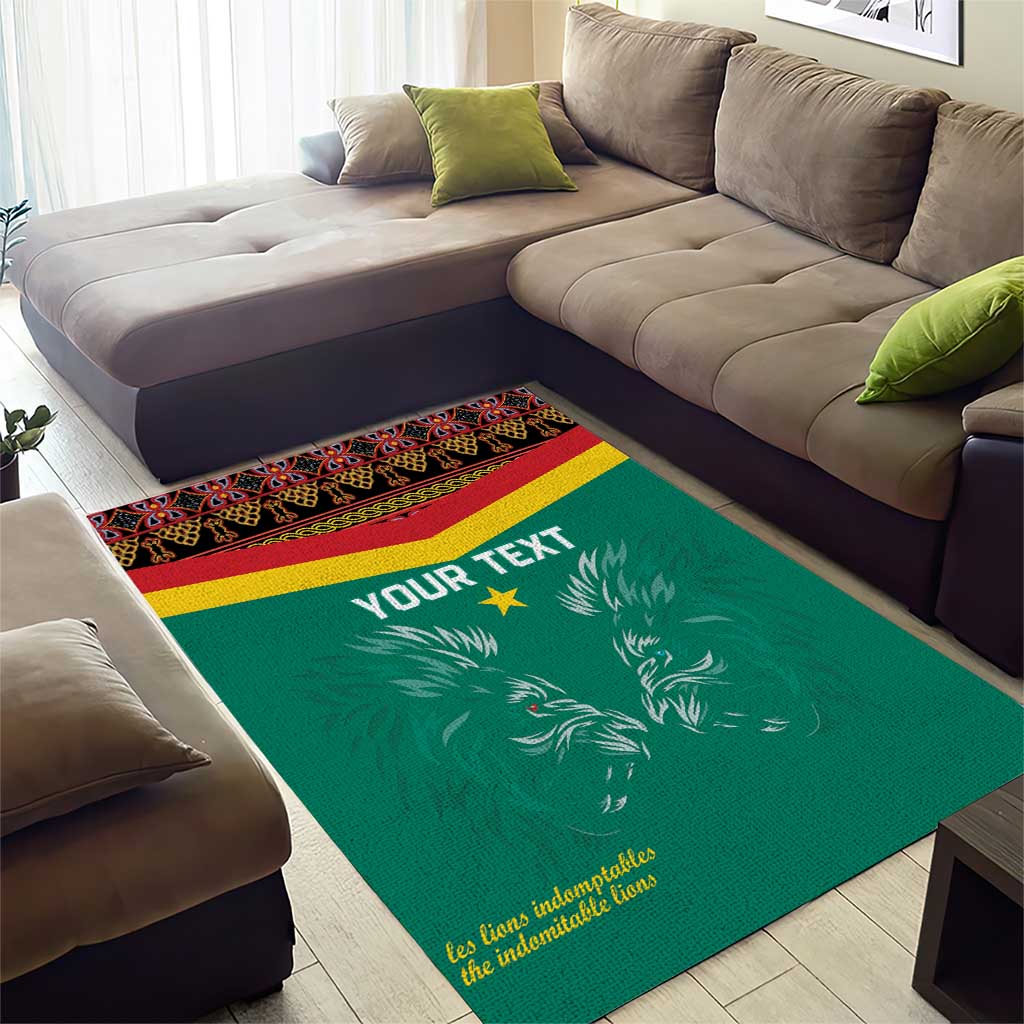 Custom Cameroun Football Area Rug Allez Les Lions Indomptables LT15