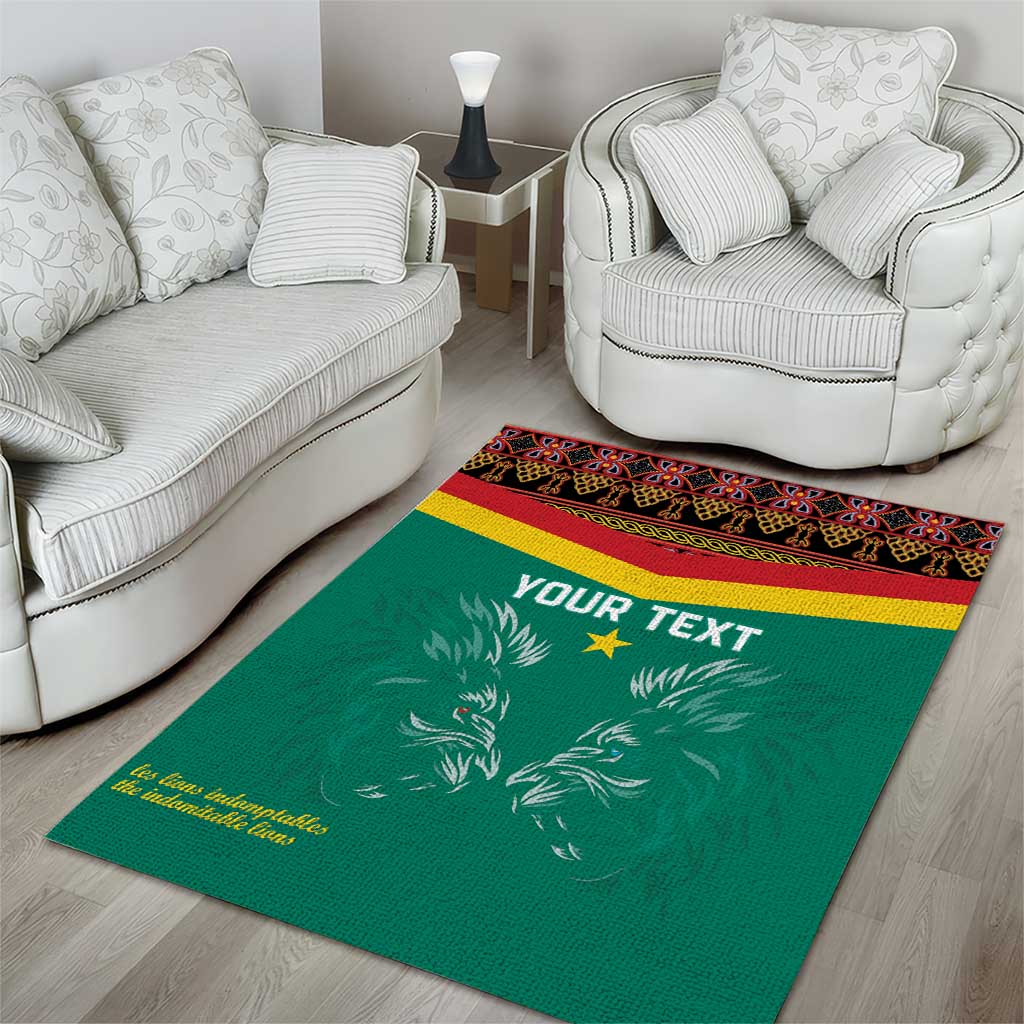 Custom Cameroun Football Area Rug Allez Les Lions Indomptables LT15