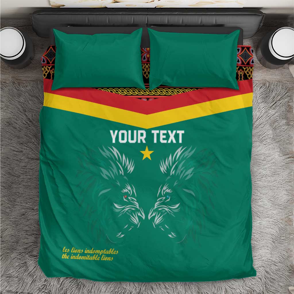 Custom Cameroun Football Bedding Set Allez Les Lions Indomptables LT15