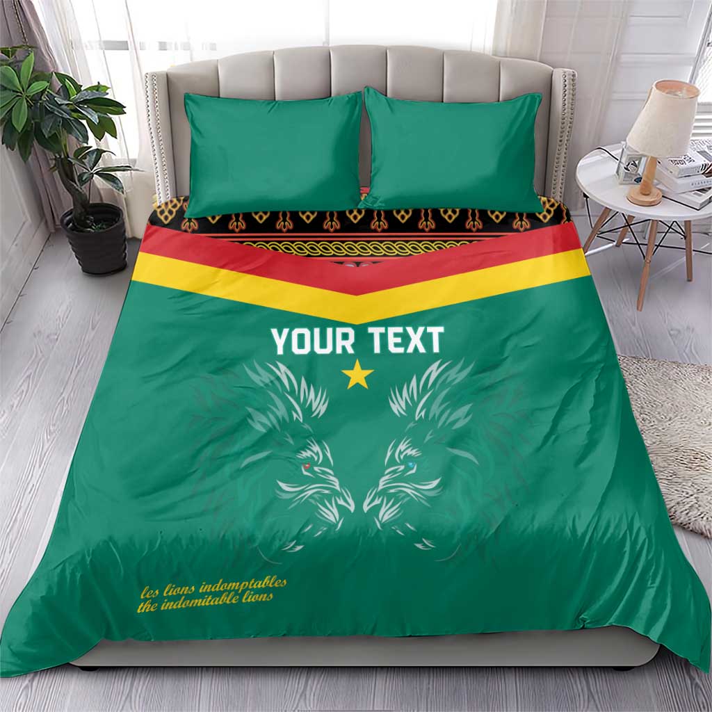 Custom Cameroun Football Bedding Set Allez Les Lions Indomptables LT15