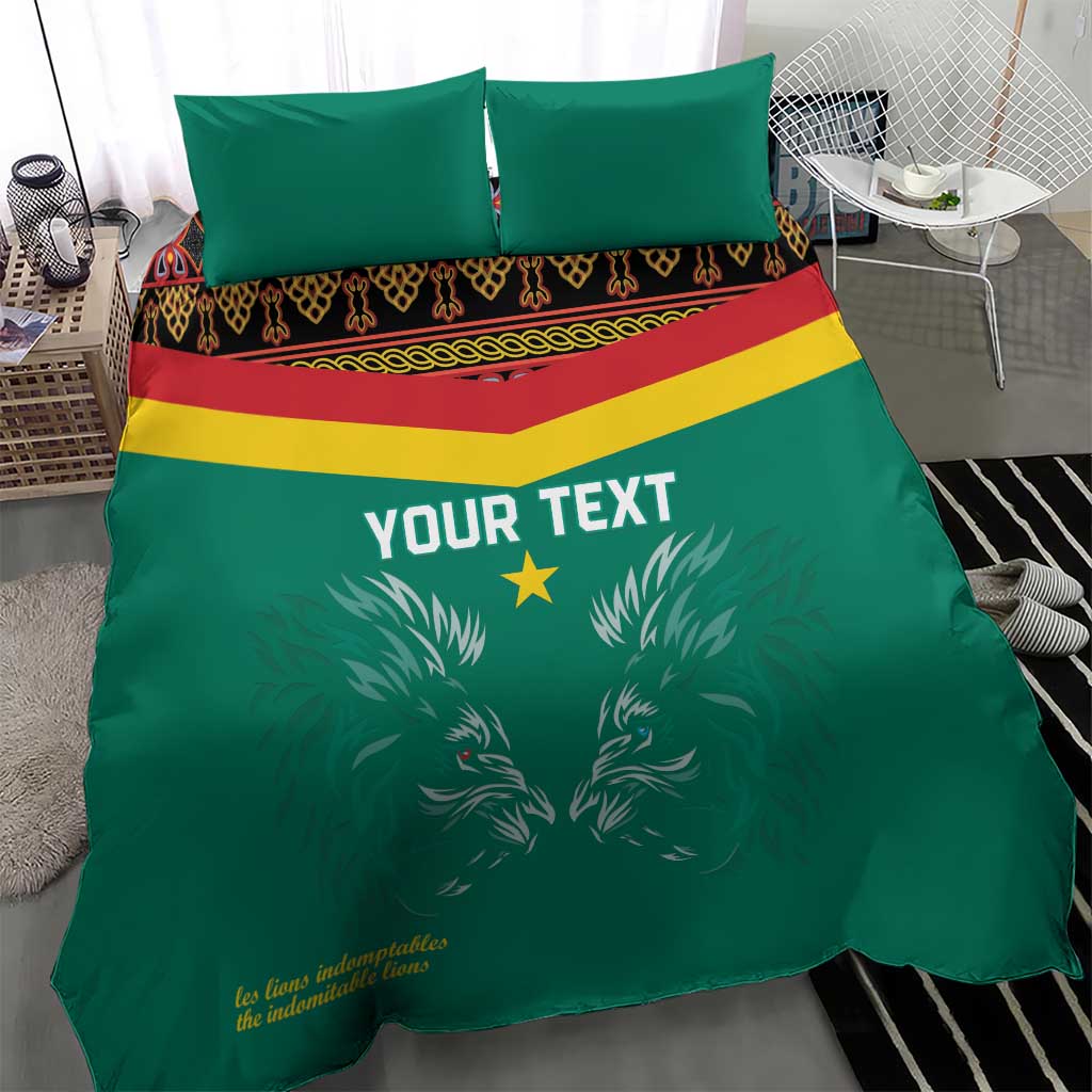 Custom Cameroun Football Bedding Set Allez Les Lions Indomptables LT15