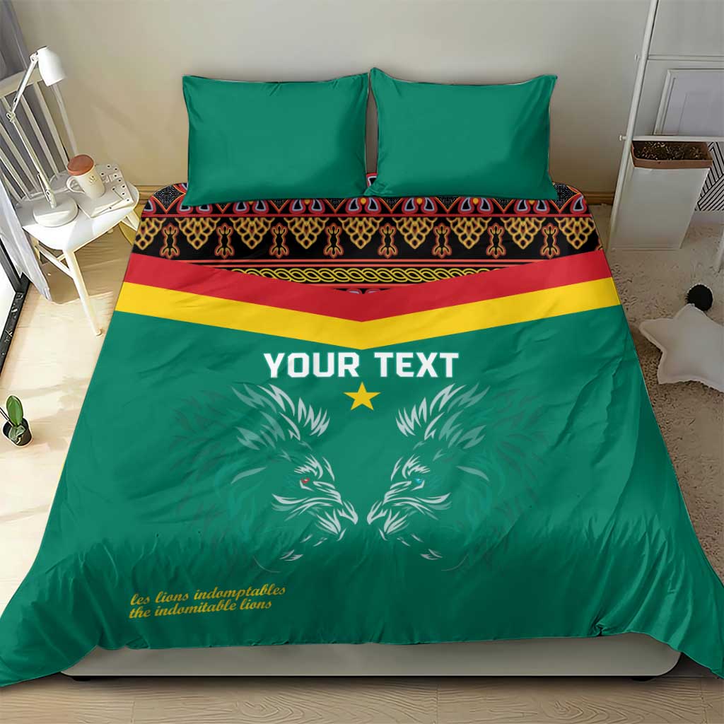 Custom Cameroun Football Bedding Set Allez Les Lions Indomptables LT15