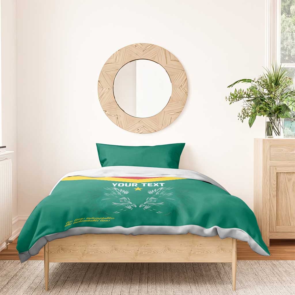 Custom Cameroun Football Bedding Set Allez Les Lions Indomptables LT15