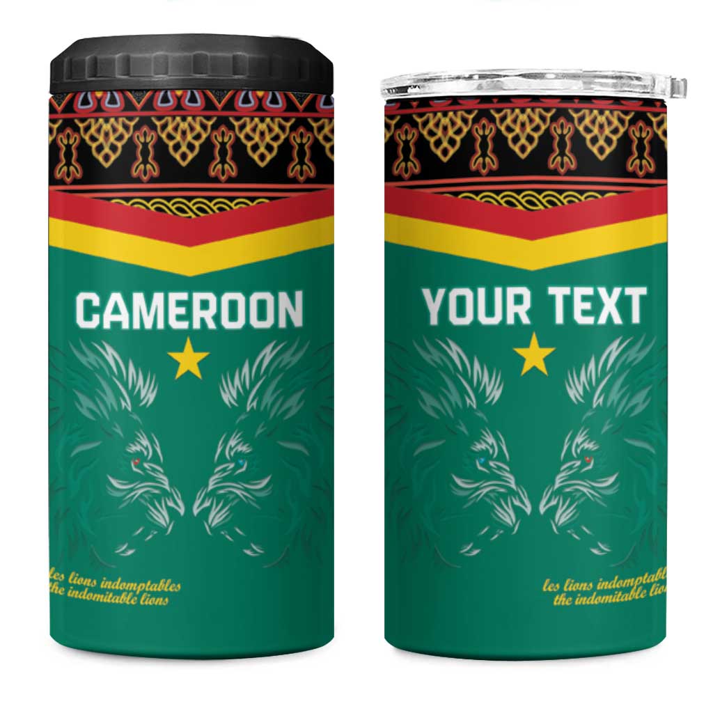 Custom Cameroun Football 4 in 1 Can Cooler Tumbler Allez Les Lions Indomptables LT15