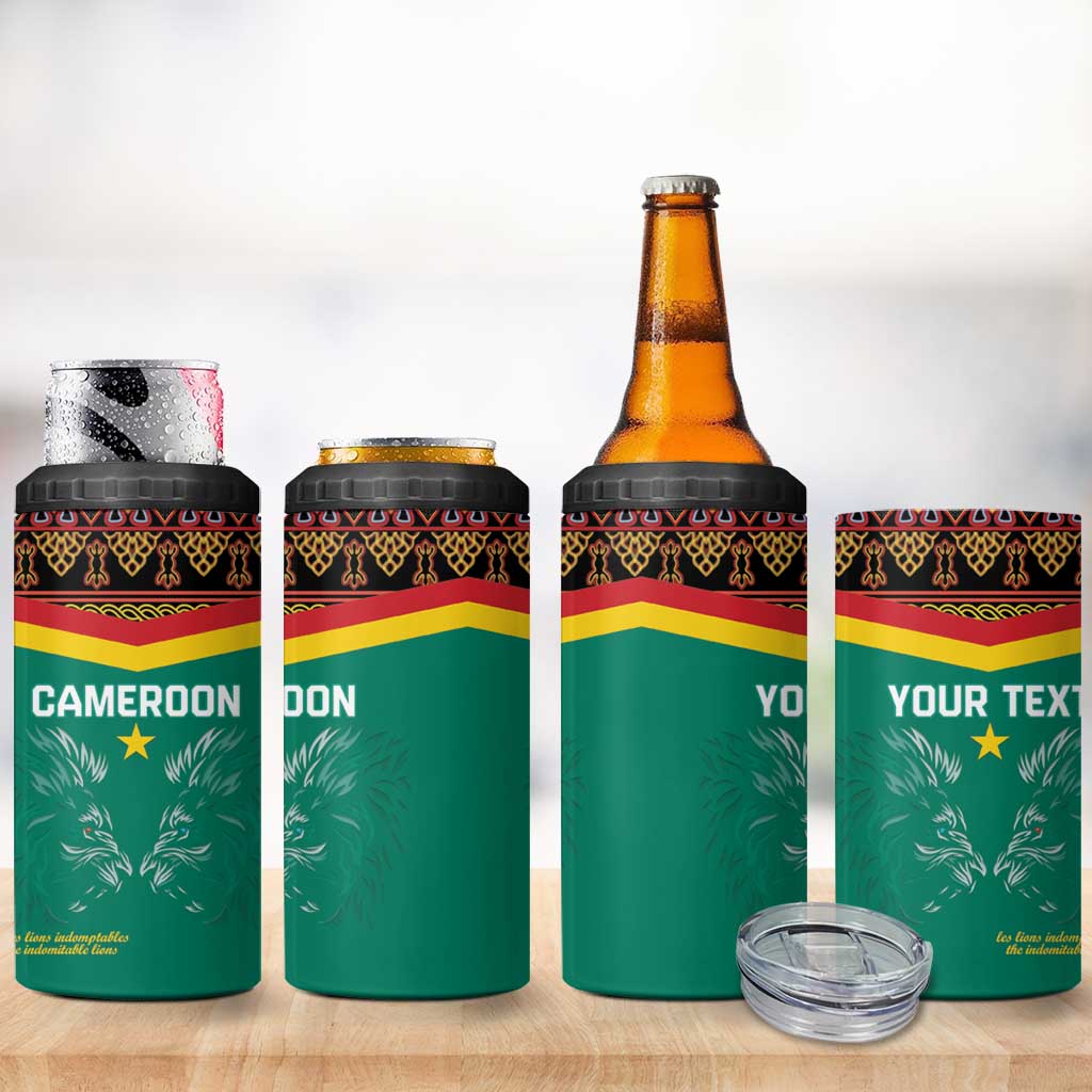 Custom Cameroun Football 4 in 1 Can Cooler Tumbler Allez Les Lions Indomptables LT15