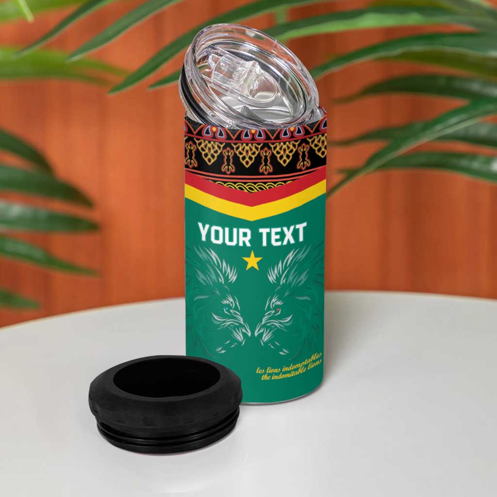 Custom Cameroun Football 4 in 1 Can Cooler Tumbler Allez Les Lions Indomptables LT15