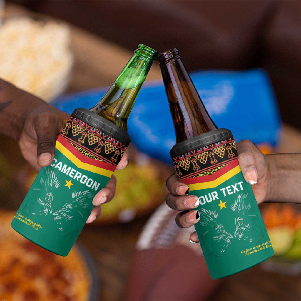 Custom Cameroun Football 4 in 1 Can Cooler Tumbler Allez Les Lions Indomptables LT15