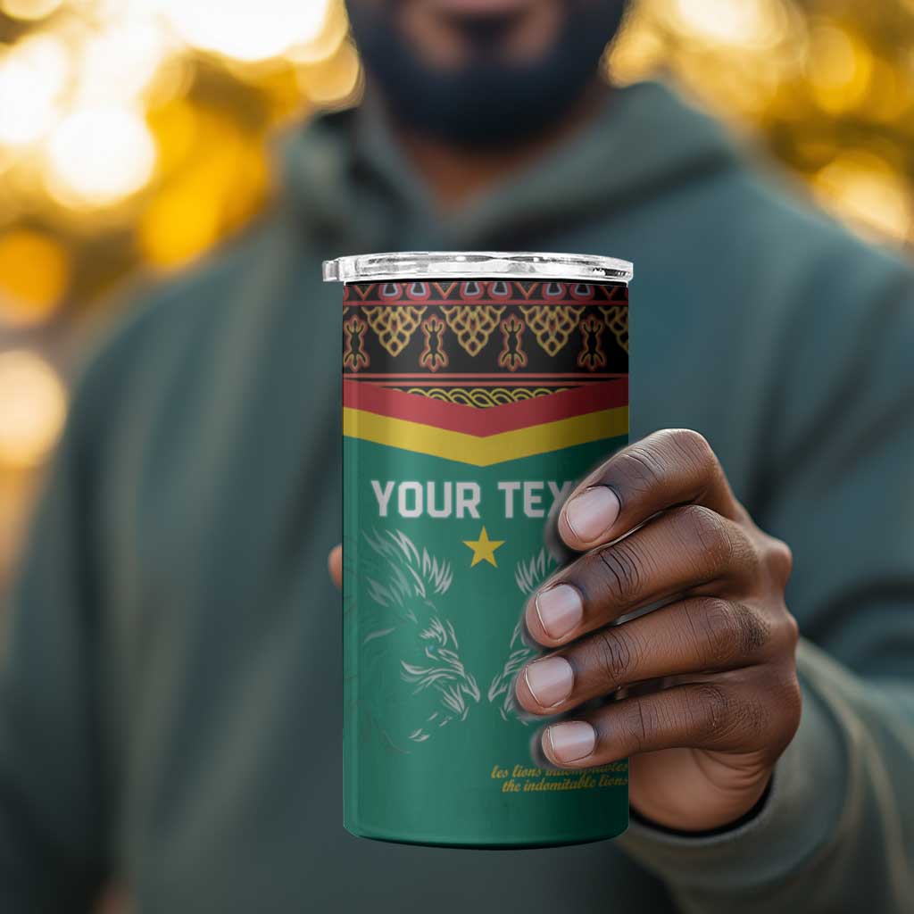 Custom Cameroun Football 4 in 1 Can Cooler Tumbler Allez Les Lions Indomptables LT15