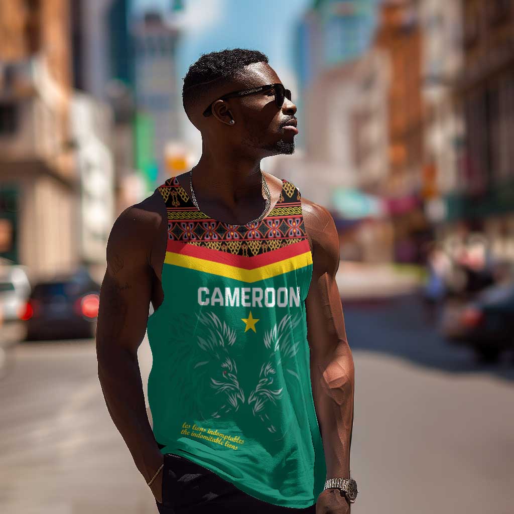 Custom Cameroun Football Men Tank Top Allez Les Lions Indomptables LT15