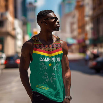 Custom Cameroun Football Men Tank Top Allez Les Lions Indomptables LT15