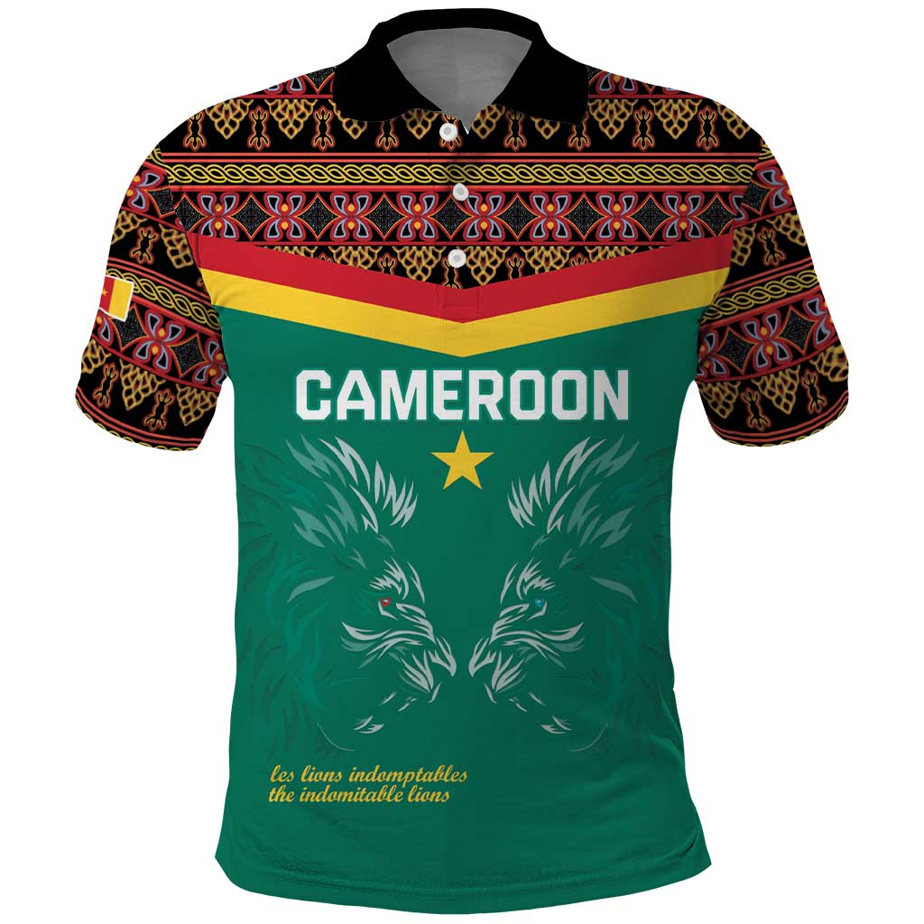 Custom Cameroon Football Polo Shirt Go Champions - Toghu Pattern LT15