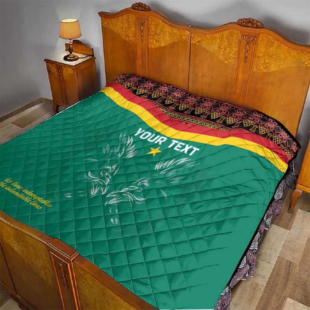 Custom Cameroun Football Quilt Allez Les Lions Indomptables LT15