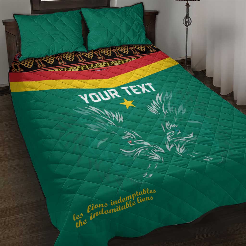 Custom Cameroun Football Quilt Bed Set Allez Les Lions Indomptables LT15