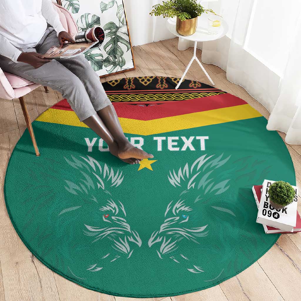 Custom Cameroun Football Round Carpet Allez Les Lions Indomptables LT15