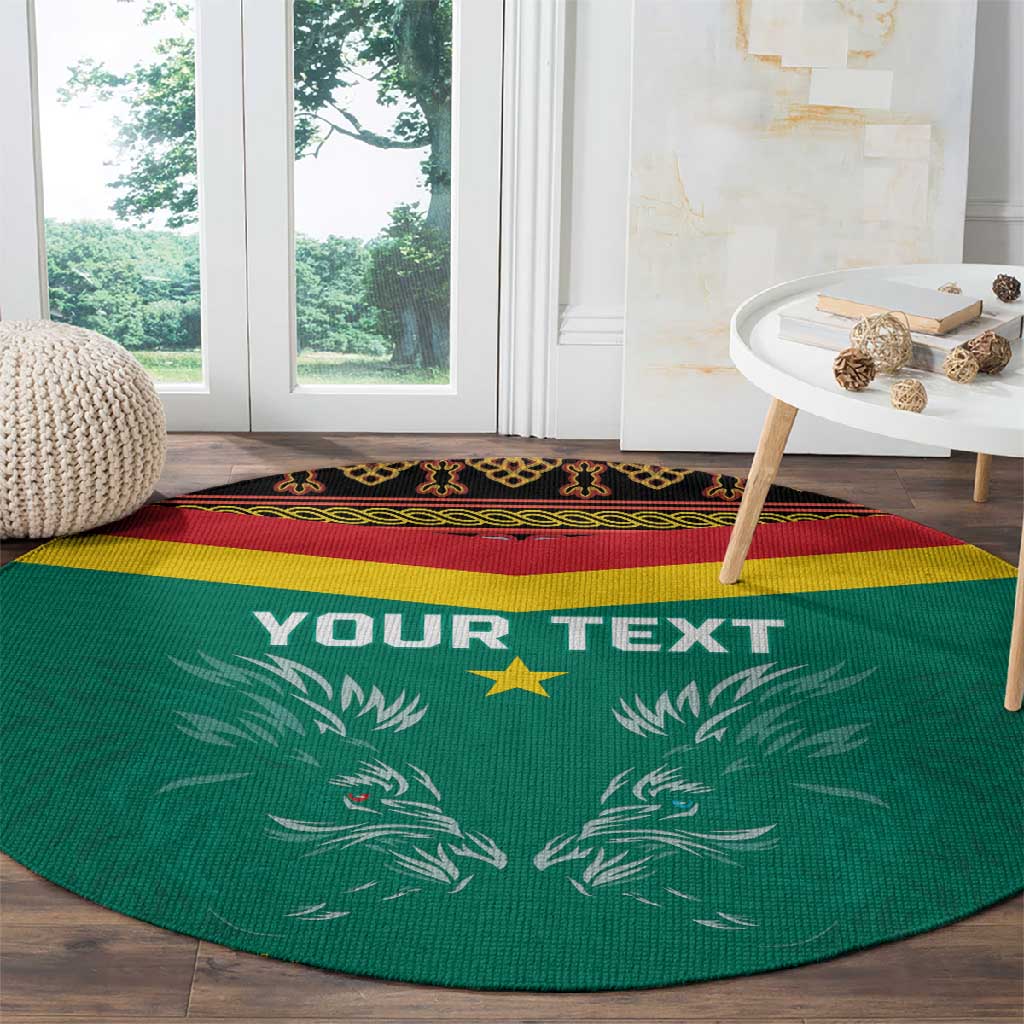 Custom Cameroun Football Round Carpet Allez Les Lions Indomptables LT15