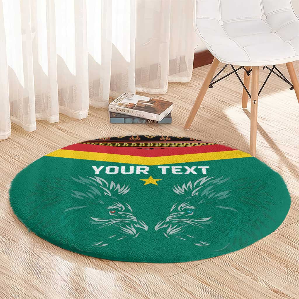 Custom Cameroun Football Round Carpet Allez Les Lions Indomptables LT15