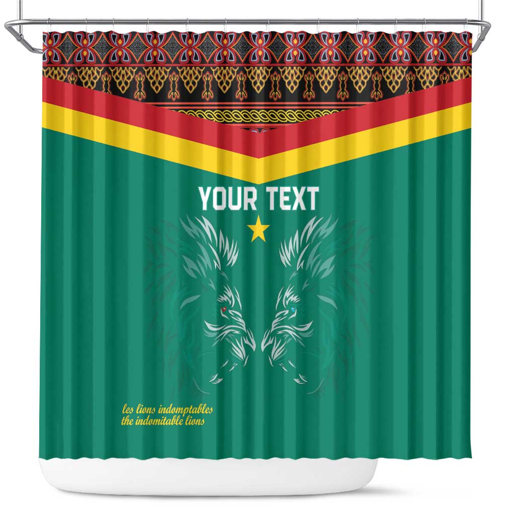 Custom Cameroon Football Shower Curtain Go Champions - Toghu Pattern LT15