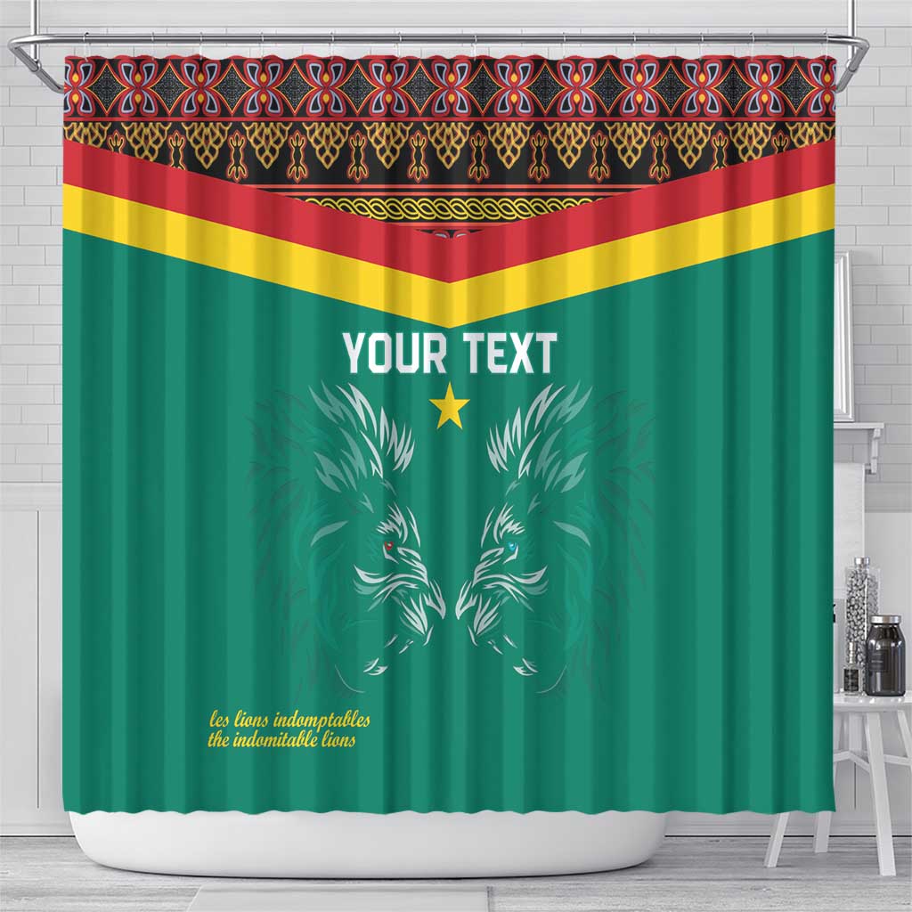Custom Cameroon Football Shower Curtain Go Champions - Toghu Pattern LT15