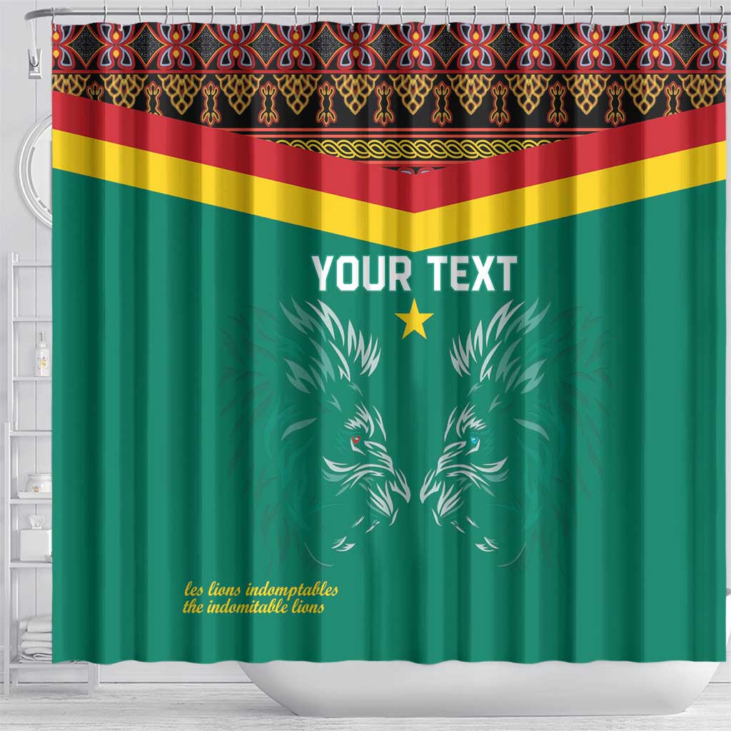 Custom Cameroon Football Shower Curtain Go Champions - Toghu Pattern LT15