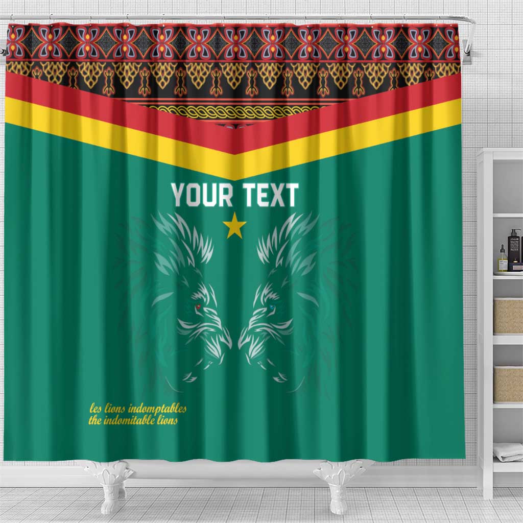 Custom Cameroon Football Shower Curtain Go Champions - Toghu Pattern LT15
