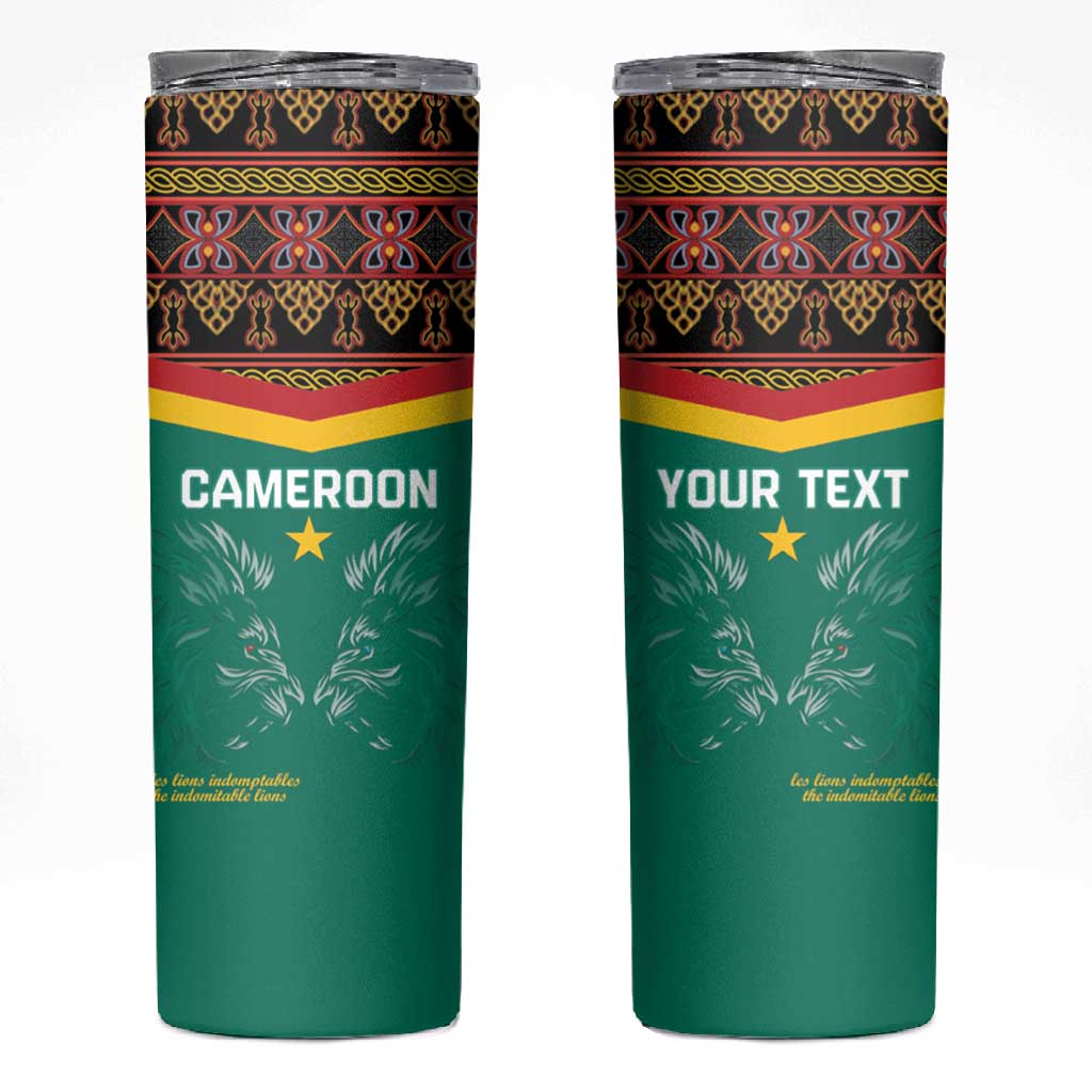 Custom Cameroun Football Skinny Tumbler Allez Les Lions Indomptables LT15