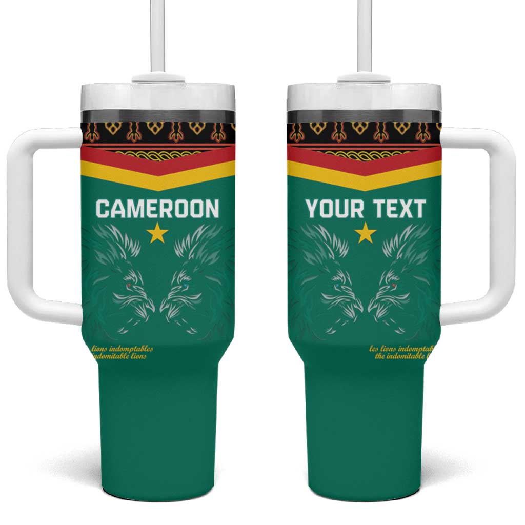 Custom Cameroun Football Tumbler With Handle Allez Les Lions Indomptables LT15