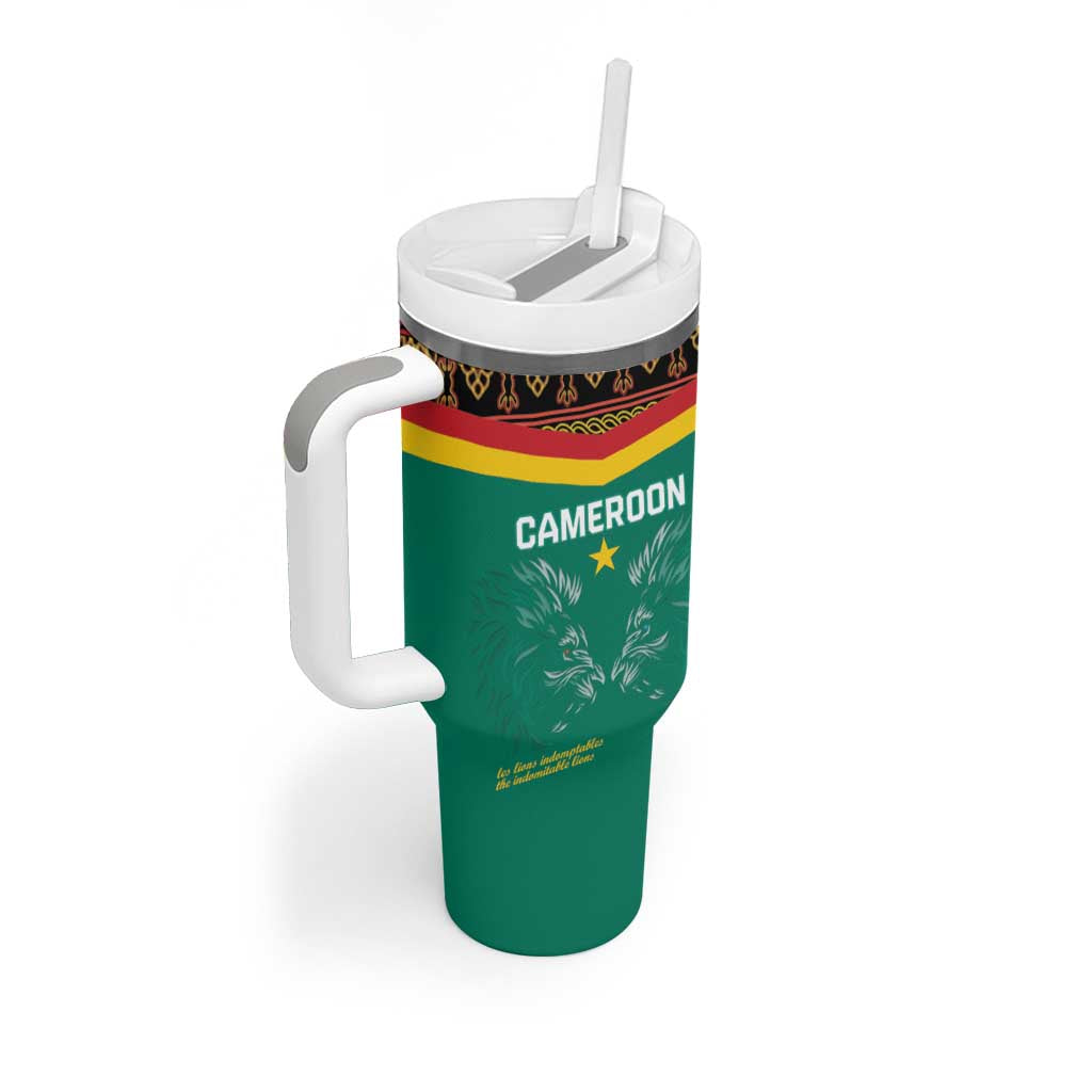 Custom Cameroun Football Tumbler With Handle Allez Les Lions Indomptables LT15