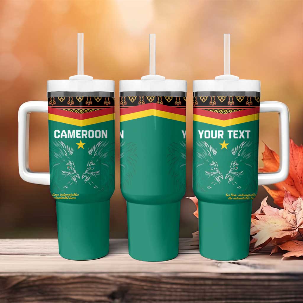 Custom Cameroun Football Tumbler With Handle Allez Les Lions Indomptables LT15