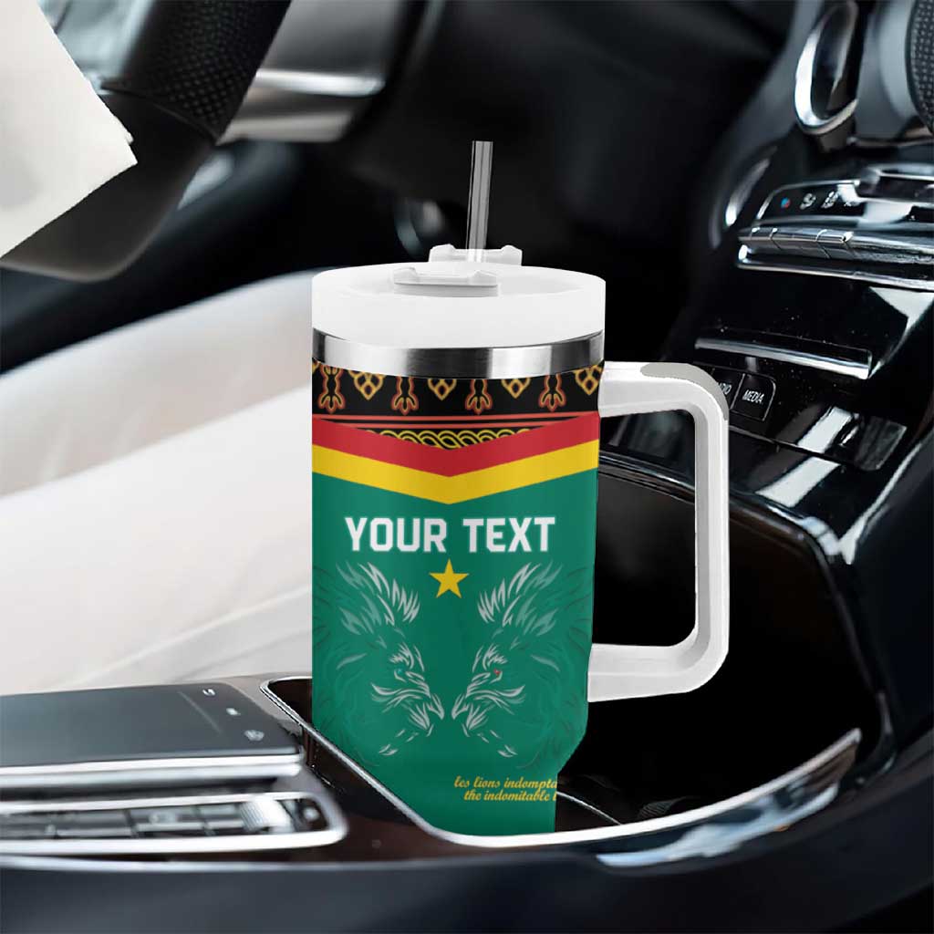 Custom Cameroun Football Tumbler With Handle Allez Les Lions Indomptables LT15