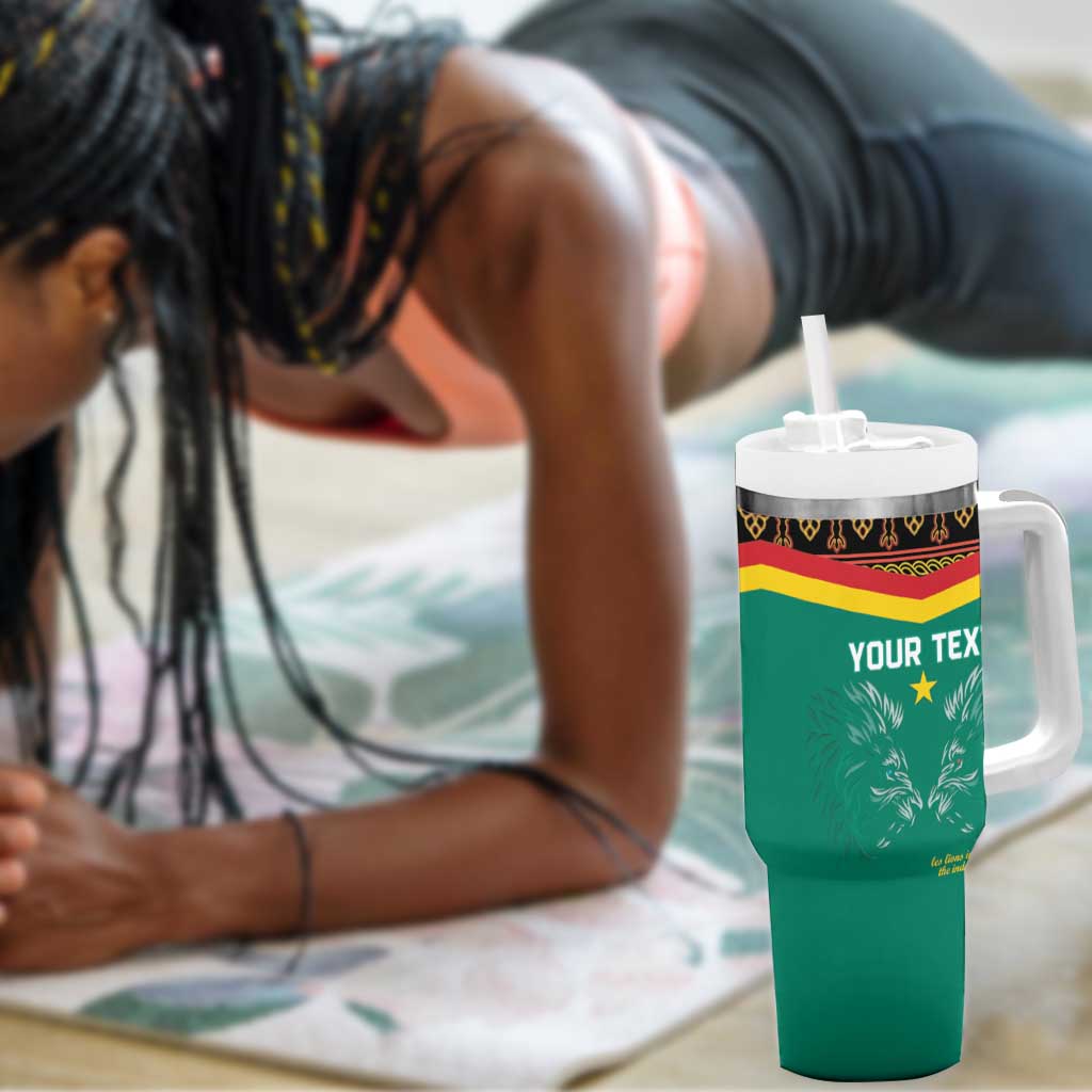 Custom Cameroun Football Tumbler With Handle Allez Les Lions Indomptables LT15