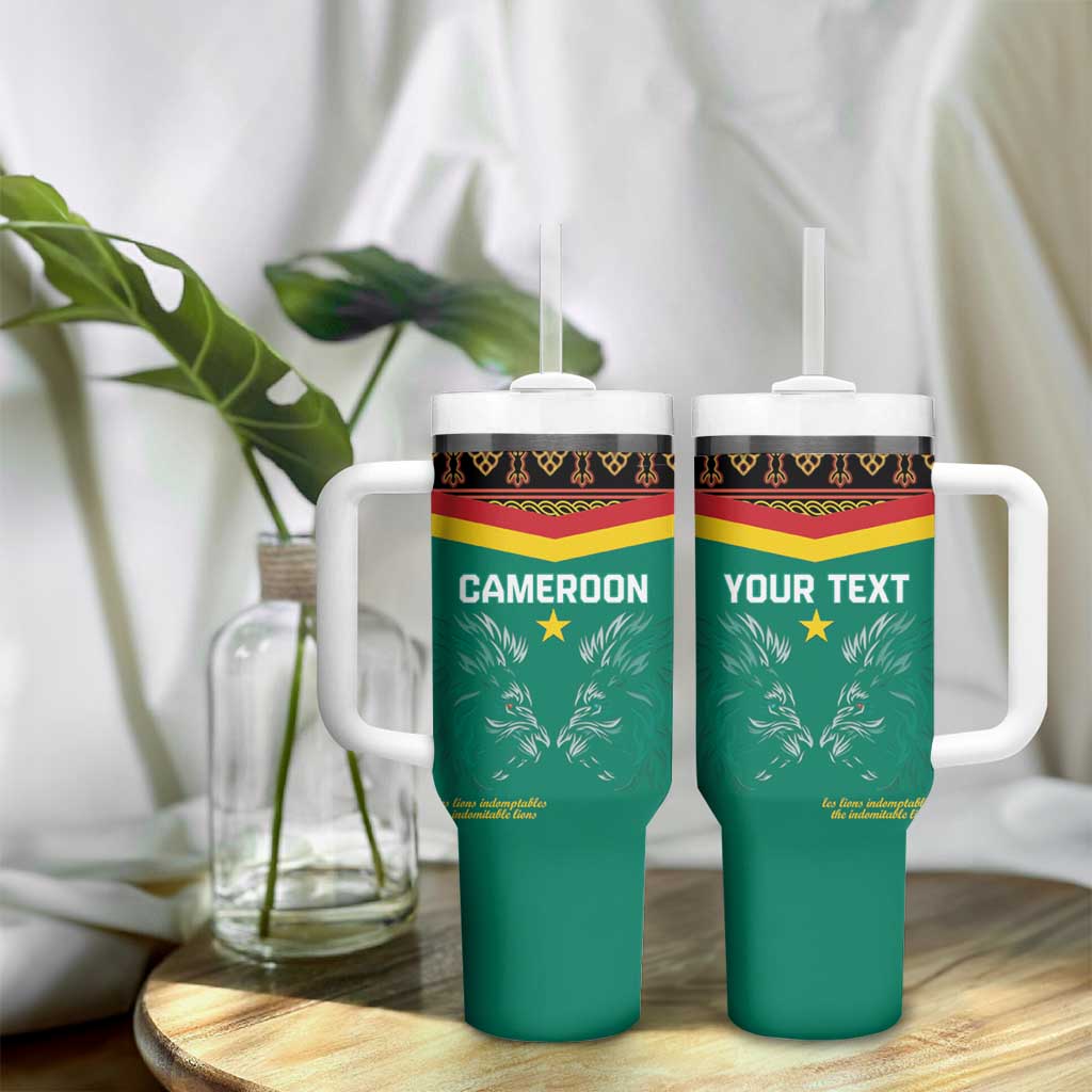 Custom Cameroun Football Tumbler With Handle Allez Les Lions Indomptables LT15