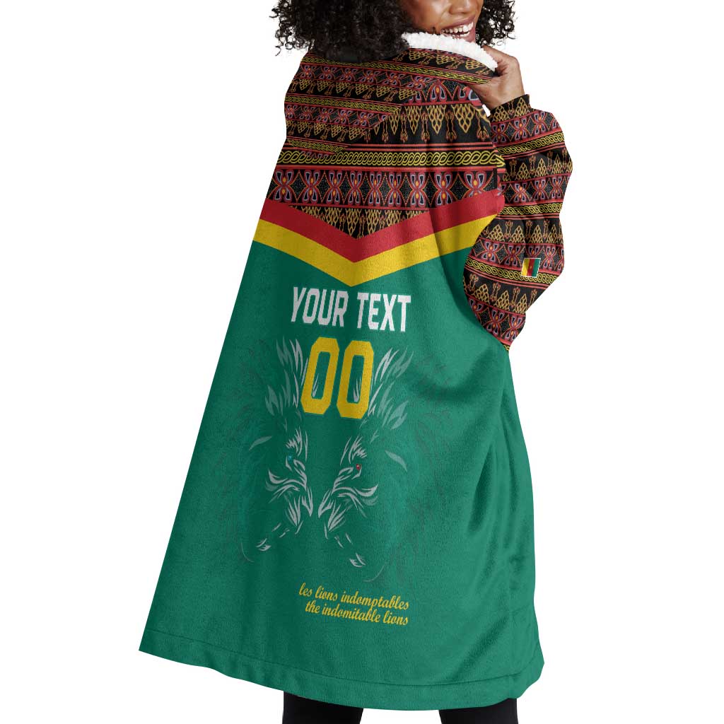 Custom Cameroun Football Wearable Blanket Hoodie Allez Les Lions Indomptables LT15