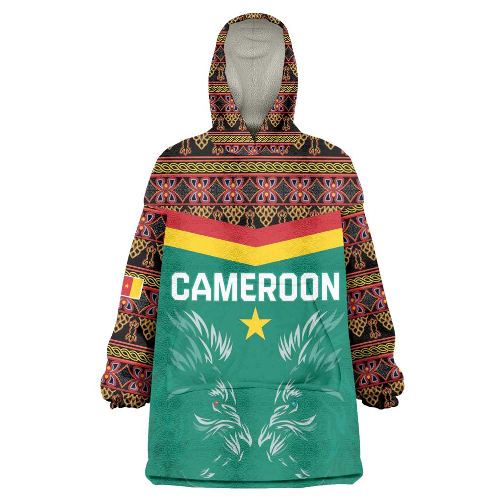 Custom Cameroun Football Wearable Blanket Hoodie Allez Les Lions Indomptables LT15