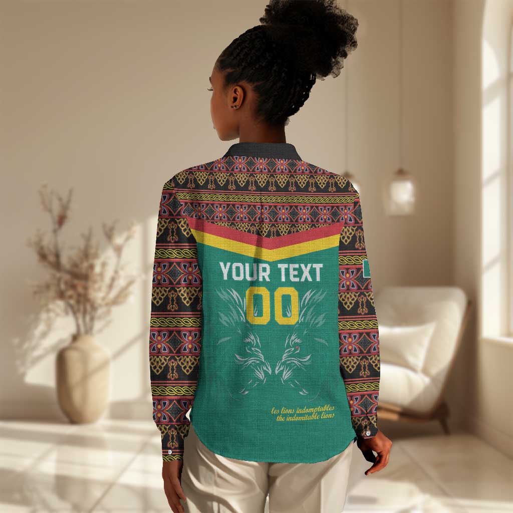 Custom Cameroun Football Women Casual Shirt Allez Les Lions Indomptables LT15