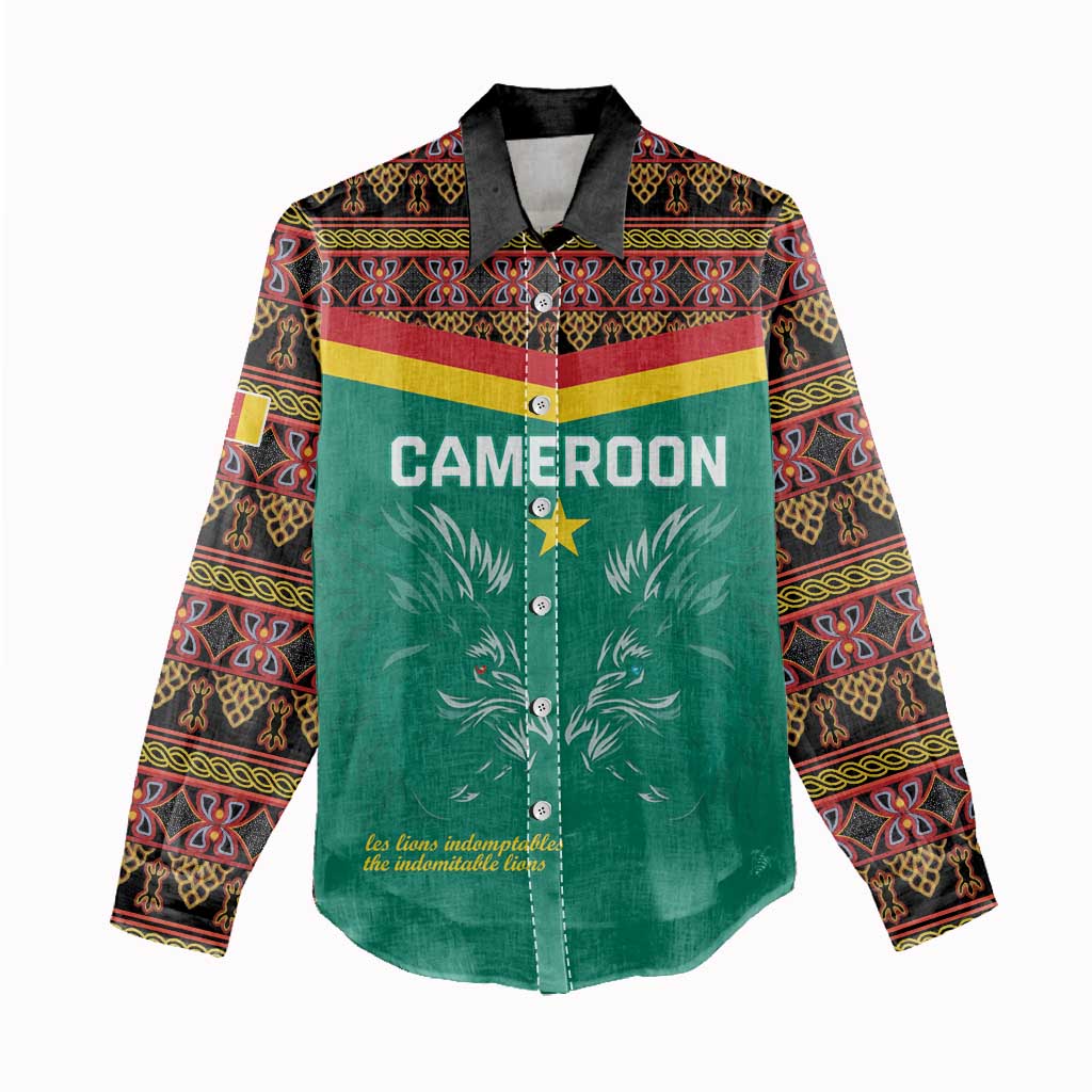 Custom Cameroun Football Women Casual Shirt Allez Les Lions Indomptables LT15