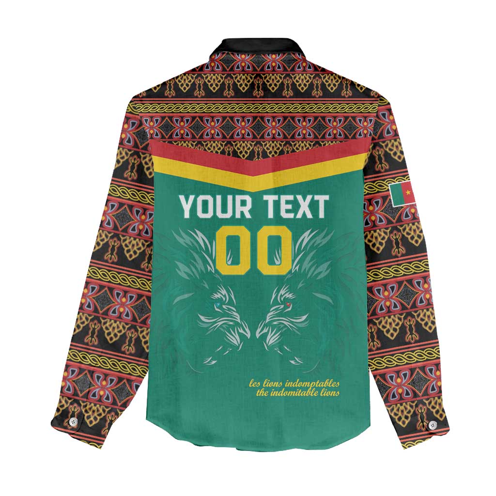 Custom Cameroun Football Women Casual Shirt Allez Les Lions Indomptables LT15