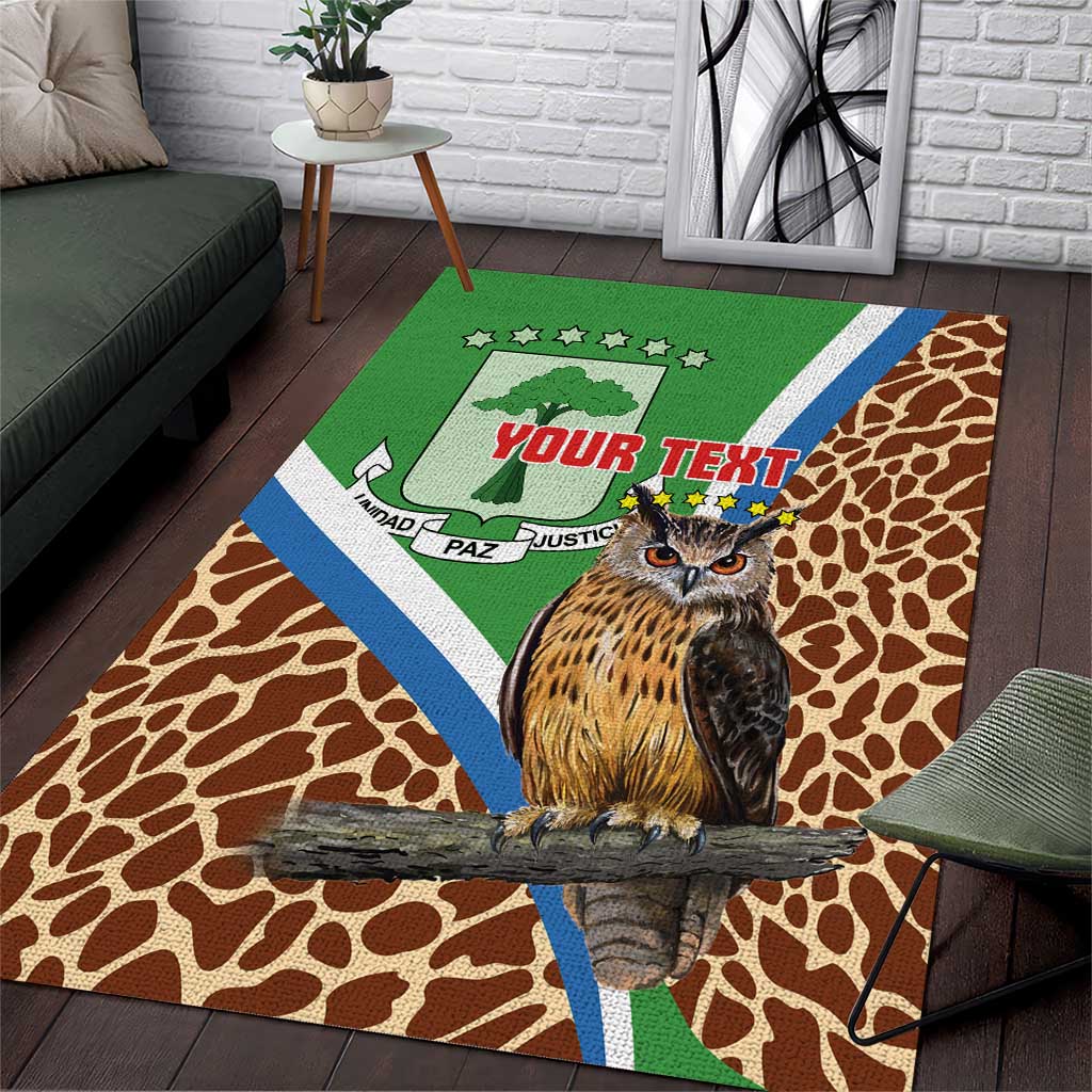 Personalised Equatorial Guinea Area Rug Bubo Poensis With Coat Of Arms LT15