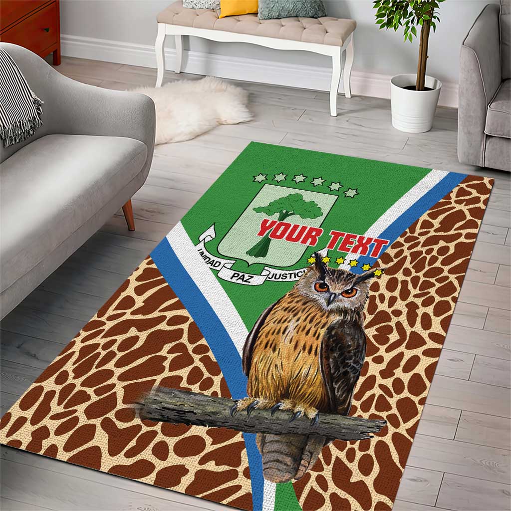 Personalised Equatorial Guinea Area Rug Bubo Poensis With Coat Of Arms LT15