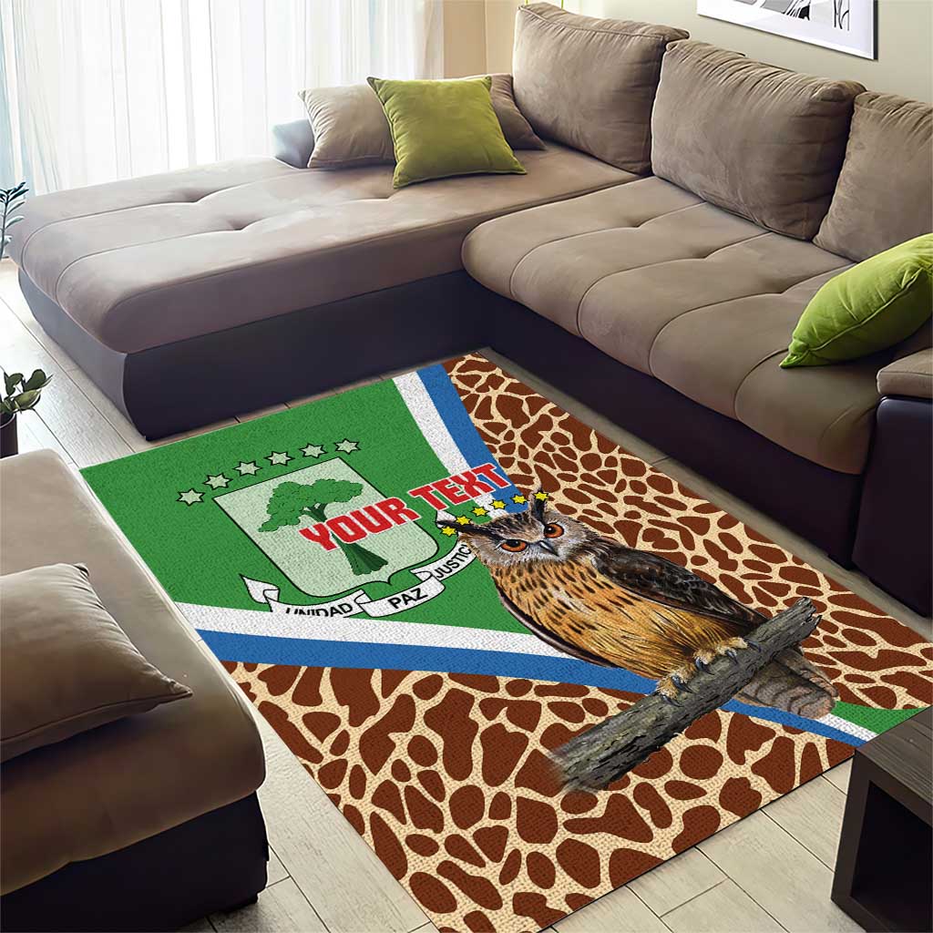 Personalised Equatorial Guinea Area Rug Bubo Poensis With Coat Of Arms LT15