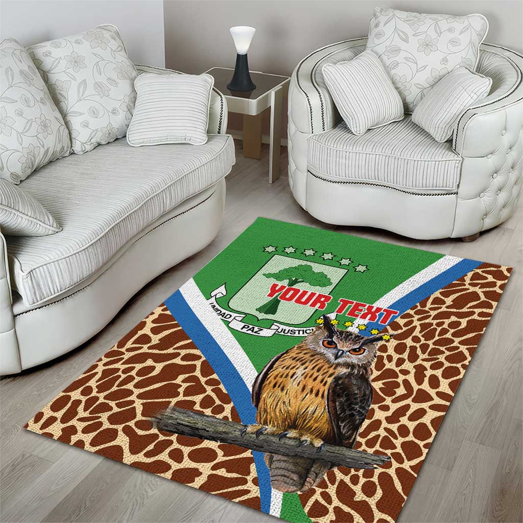 Personalised Equatorial Guinea Area Rug Bubo Poensis With Coat Of Arms LT15