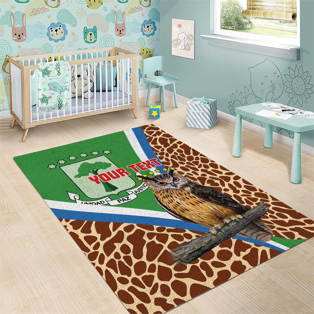 Personalised Equatorial Guinea Area Rug Bubo Poensis With Coat Of Arms LT15