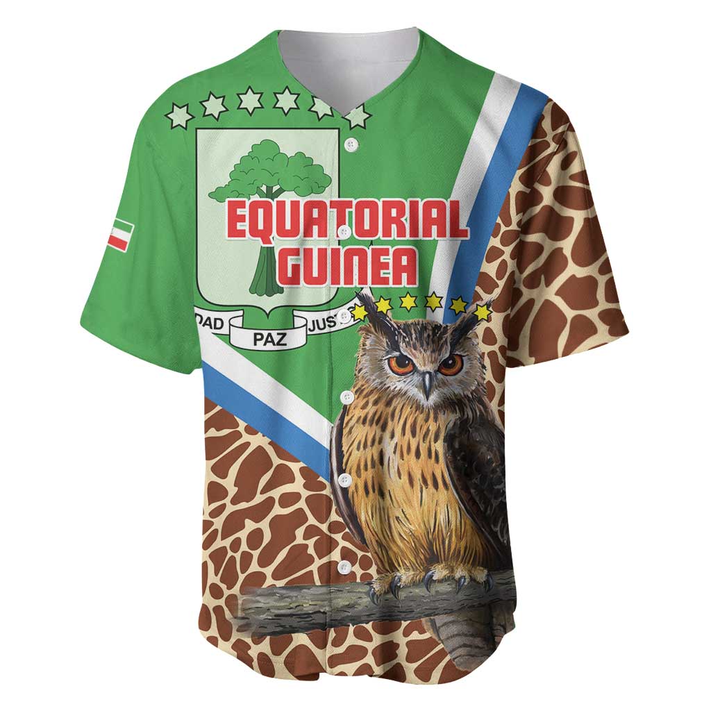 Personalised Equatorial Guinea Baseball Jersey Bubo Poensis With Coat Of Arms LT15
