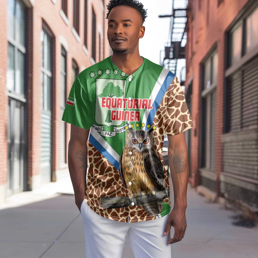 Personalised Equatorial Guinea Baseball Jersey Bubo Poensis With Coat Of Arms LT15